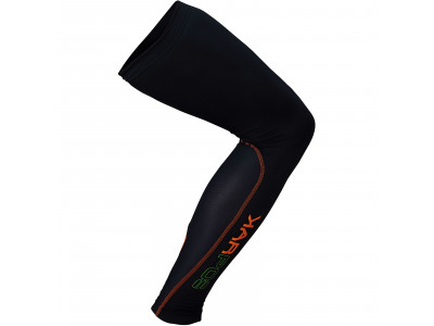 Karpos leg covers, black/orange fluo